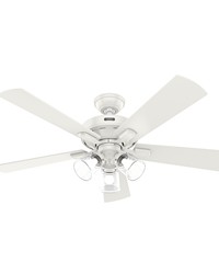 Hunter 52 inch Crestfield Fresh White Ceiling Fan with LED Light Kit and Handheld Remote by   