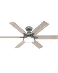 Hunter 52 inch Georgetown HunterExpress Matte Silver Ceiling Fan with LED Light Kit and Handheld Rem by   