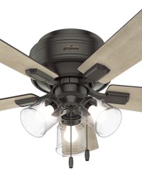 Hunter 42 inch Crestfield Noble Bronze Low Profile Ceiling Fan with LED Light Kit and Pull Chain by   