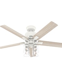 Hunter 52 inch Techne Wi-Fi HunterExpress Matte White Ceiling Fan with LED Light Kit and Handheld Re by   