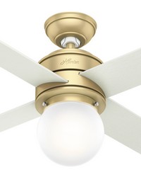 Hunter 44 inch Hepburn Modern Brass Ceiling Fan with LED Light Kit and Wall Control by   