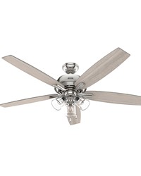 Hunter 60 inch Dondra ENERGY STAR® Brushed Nickel Ceiling Fan with LED Light Kit and Pull Chain by   