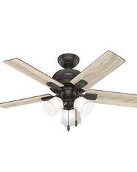 Hunter 44 inch Crystal Peak Noble Bronze Ceiling Fan with LED Light Kit and Pull Chain by   