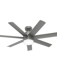 Hunter 52 inch Brazos ENERGY STAR® Matte Silver Damp Rated Ceiling Fan with LED Light Kit and Ha by   