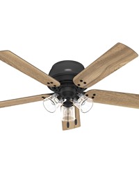 Hunter 52 inch Shady Grove Matte Black Low Profile Ceiling Fan with LED Light Kit and Pull Chain by   