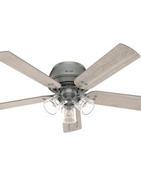 Hunter 52 inch Shady Grove Matte Silver Low Profile Ceiling Fan with LED Light Kit and Pull Chain by   