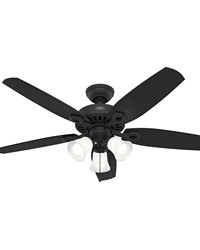 Hunter 52 inch Builder Matte Black Ceiling Fan with LED Light Kit and Pull Chain by   