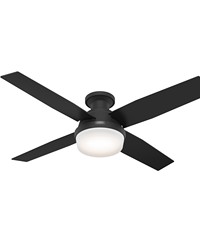 Hunter 52 inch Dempsey Matte Black Low Profile Ceiling Fan with LED Light Kit and Handheld Remote by   