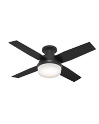 Hunter 44 inch Dempsey Matte Black Low Profile Ceiling Fan with LED Light Kit and Handheld Remote by   