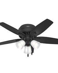 Hunter 42 inch Newsome Matte Black Low Profile Ceiling Fan with LED Light Kit and Pull Chain by   