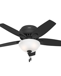 Hunter 42 inch Newsome Matte Black Low Profile Ceiling Fan with LED Light Kit and Pull Chain by   