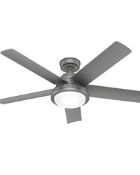 Hunter 52 inch Seawall Matte Silver WeatherMax Indoor / Outdoor Ceiling Fan with LED Light Kit and W by   