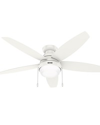 Hunter 52 inch Lilliana Fresh White Low Profile Ceiling Fan with LED Light Kit and Pull Chain by   