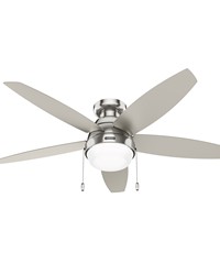 Hunter 52 inch Lilliana Brushed Nickel Low Profile Ceiling Fan with LED Light Kit and Pull Chain by   