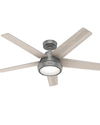 Hunter 52 inch Burroughs Matte Silver Ceiling Fan with LED Light Kit and Handheld Remote by   