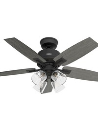 Hunter 44 inch Gatlinburg HunterExpress Matte Black Ceiling Fan with LED Light Kit and Handheld Remo by   