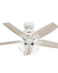 Hunter 44 inch Gatlinburg HunterExpress Matte White Ceiling Fan with LED Light Kit and Handheld Remo by   