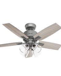 Hunter 44 inch Gatlinburg HunterExpress Matte Silver Ceiling Fan with LED Light Kit and Handheld Rem by   