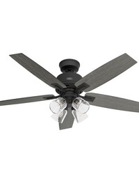 Hunter 52 inch Gatlinburg HunterExpress Matte Black Ceiling Fan with LED Light Kit and Handheld Remo by   