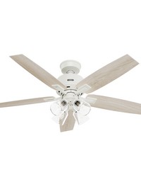 Hunter 52 inch Gatlinburg HunterExpress Matte White Ceiling Fan with LED Light Kit and Handheld Remo by   