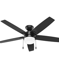 Hunter 52 inch Anisten Matte Black Ceiling Fan with LED Light Kit and Pull Chain by   