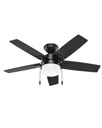 Hunter 44 inch Anisten Matte Black Ceiling Fan with LED Light Kit and Pull Chain by   