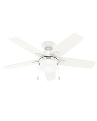 Hunter 44 inch Anisten Fresh White Ceiling Fan with LED Light Kit and Pull Chain by   