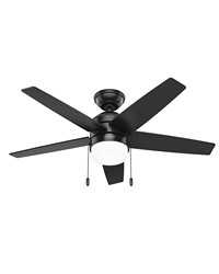 Hunter 44 inch Bardot Matte Black Ceiling Fan with LED Light Kit and Pull Chain by   