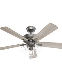 Hunter 52 inch Crestfield HunterExpress Matte Silver Ceiling Fan with LED Light Kit and Pull Chain by   