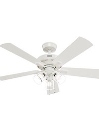 Hunter 52 inch Crestfield HunterExpress Fresh White Ceiling Fan with LED Light Kit and Pull Chain by   