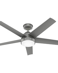 Hunter 52 inch Skyflow Matte Silver WeatherMax Indoor / Outdoor Ceiling Fan with LED Light Kit and W by   