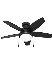 Hunter 44 inch Lilliana Matte Black Low Profile Ceiling Fan with LED Light Kit and Pull Chain by   