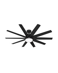 Hunter 60 inch Overton ENERGY STAR® Matte Black Damp Rated Ceiling Fan with LED Light Kit and Wa by   