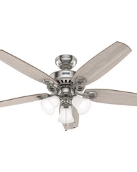 Hunter 52 inch Builder ENERGY STAR® Brushed Nickel Ceiling Fan with LED Light Kit and Pull Chain by   