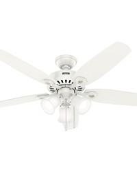 Hunter 52 inch Builder ENERGY STAR® Fresh White Ceiling Fan with LED Light Kit and Pull Chain by   