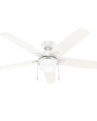 Hunter 52 inch Anisten ENERGY STAR® Fresh White Ceiling Fan with LED Light Kit and Pull Chain by   