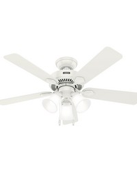 Hunter 44 inch Swanson ENERGY STAR® Fresh White Ceiling Fan with LED Light Kit and Pull Chain by   