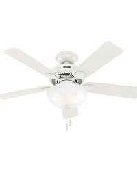 Hunter 44 inch Swanson ENERGY STAR® Fresh White Ceiling Fan with LED Light Kit and Pull Chain by   