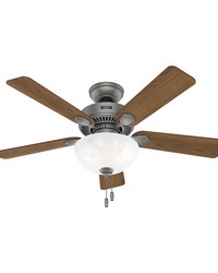 Hunter 44 inch Swanson ENERGY STAR® Matte Silver Ceiling Fan with LED Light Kit and Pull Chain by   