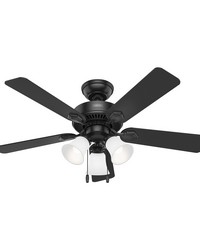 Hunter 44 inch Swanson ENERGY STAR® Matte Black Ceiling Fan with LED Light Kit and Pull Chain by   