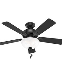 Hunter 44 inch Swanson ENERGY STAR® Matte Black Ceiling Fan with LED Light Kit and Pull Chain by   