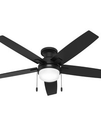 Hunter 52 inch Anisten Matte Black Low Profile Ceiling Fan with LED Light Kit and Pull Chain by   