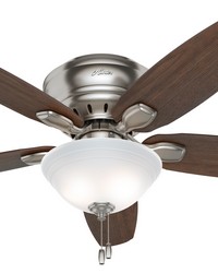 Hunter 52 inch Fremont Brushed Nickel Low Profile Ceiling Fan with LED Light Kit and Pull Chain by   