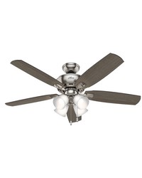 Hunter 52 inch Amberlin Brushed Nickel Ceiling Fan with LED Light Kit and Pull Chain by   