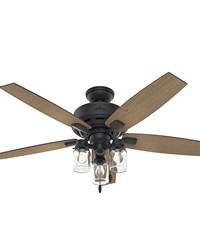 Hunter 52 inch Lincoln Natural Black Iron Ceiling Fan with LED Light Kit and Pull Chain by   