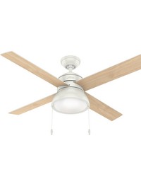 Hunter 52 inch Loki Fresh White Ceiling Fan with LED Light Kit and Pull Chain by   