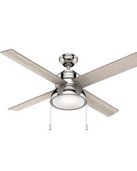 Hunter 52 inch Loki Polished Nickel Ceiling Fan with LED Light Kit and Pull Chain by   