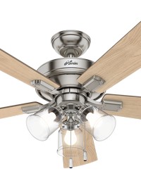 Hunter 52 inch Crestfield Brushed Nickel Ceiling Fan with LED Light Kit and Pull Chain by   