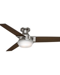 Hunter 52 inch Morelli Brushed Nickel Low Profile Ceiling Fan with LED Light Kit and Handheld Remote by   