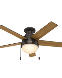 Hunter 46 inch Anslee Premier Bronze Low Profile Ceiling Fan with LED Light Kit and Pull Chain by   